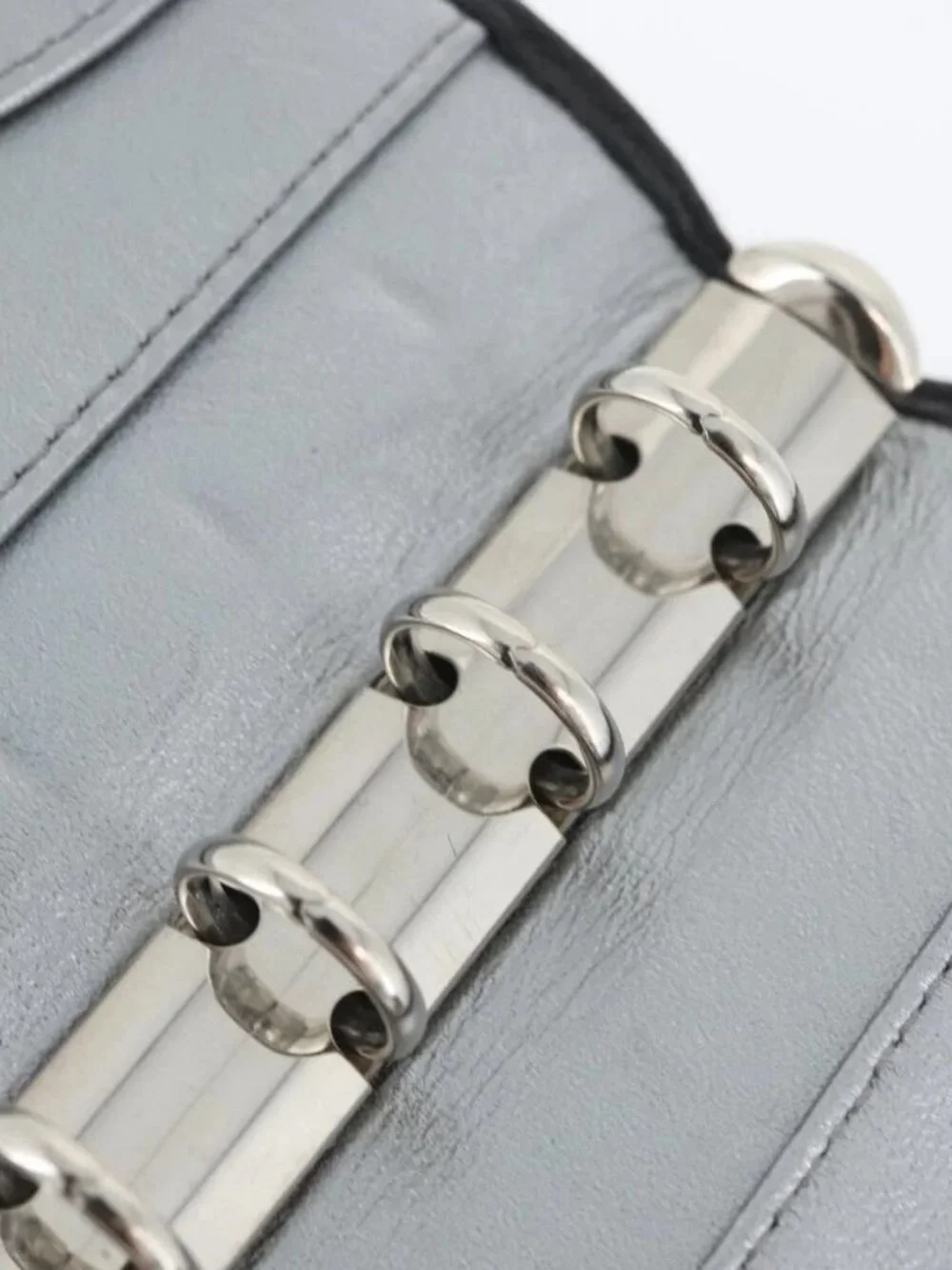 CHANEL Mademoiselle Agenda Day Planner Cover Leather Silver Black CC Auth mr2185